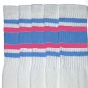 22” long sport hot pink blue malibu barbie sock knee high striped cute n’ juicy